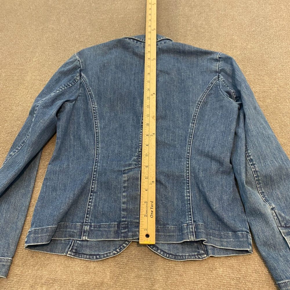 Talbots Jacket Womens‎ 4 Blue Denim Stretch Trucker Flap Pockets Button Front - Picture 7 of 11